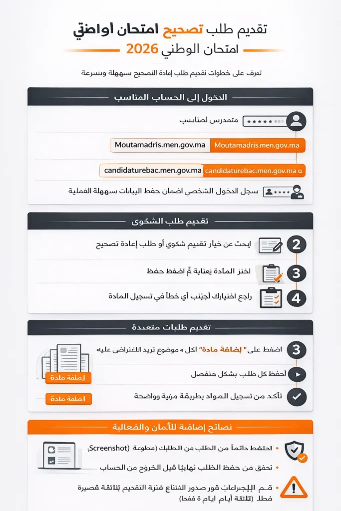 تقديم طلب إعادة تصحيح امتحان الوطني 2026